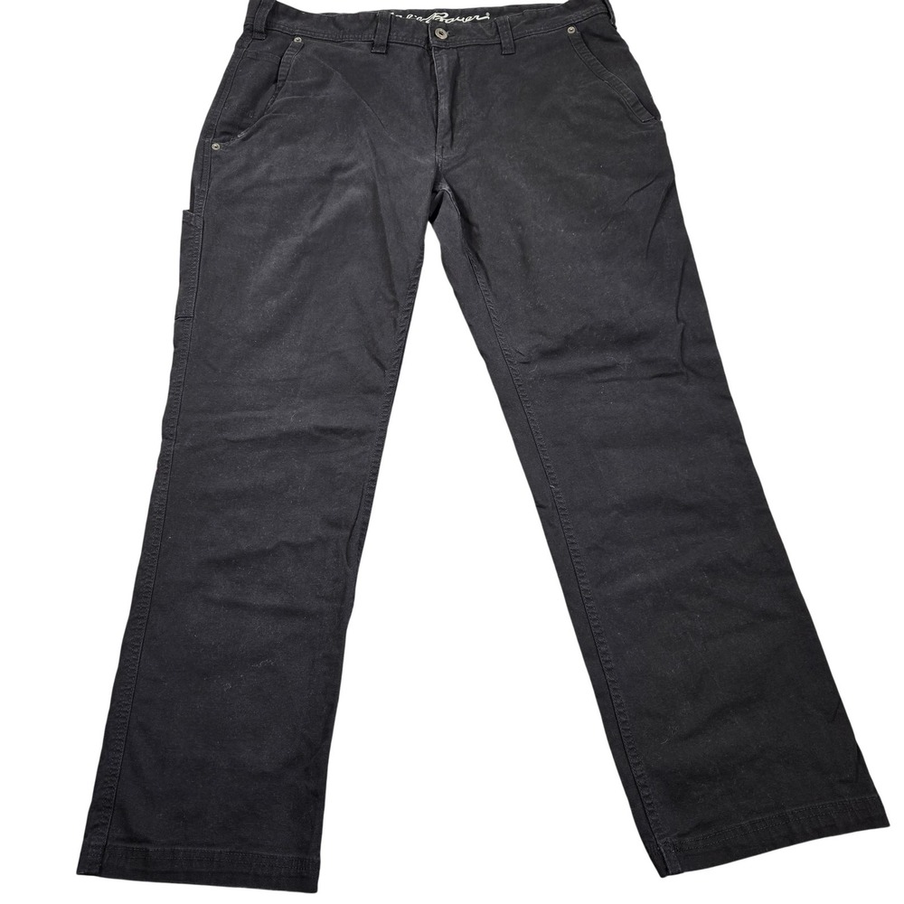 Eddie Bauer Pants Mens 38x32 Black Canvas Utility Carpenter Workwear Stretch